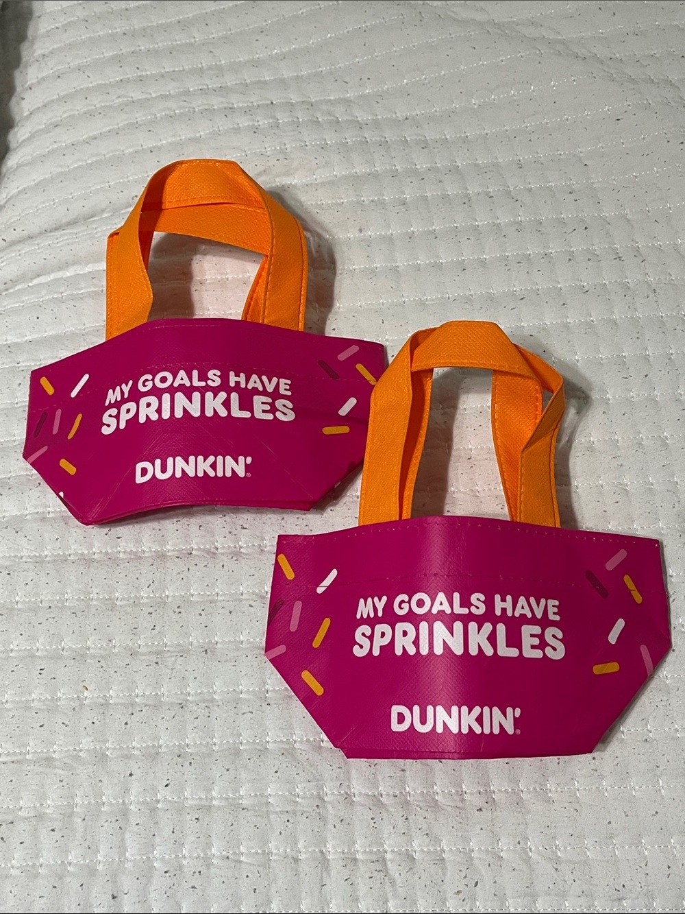 Dunkin' Mini Tote Bag in Pink with Orange Handles